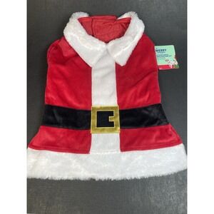 Petco Santa Dog Costume Red Plush Suit ~ Size Large 17-19" L - Adjustable Waist
